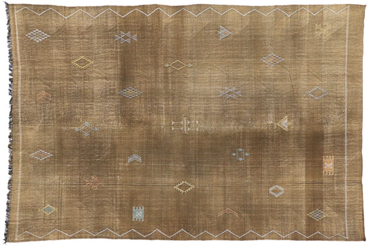 8 x 12 Vintage Cactus Silk Kilim Rug 74721