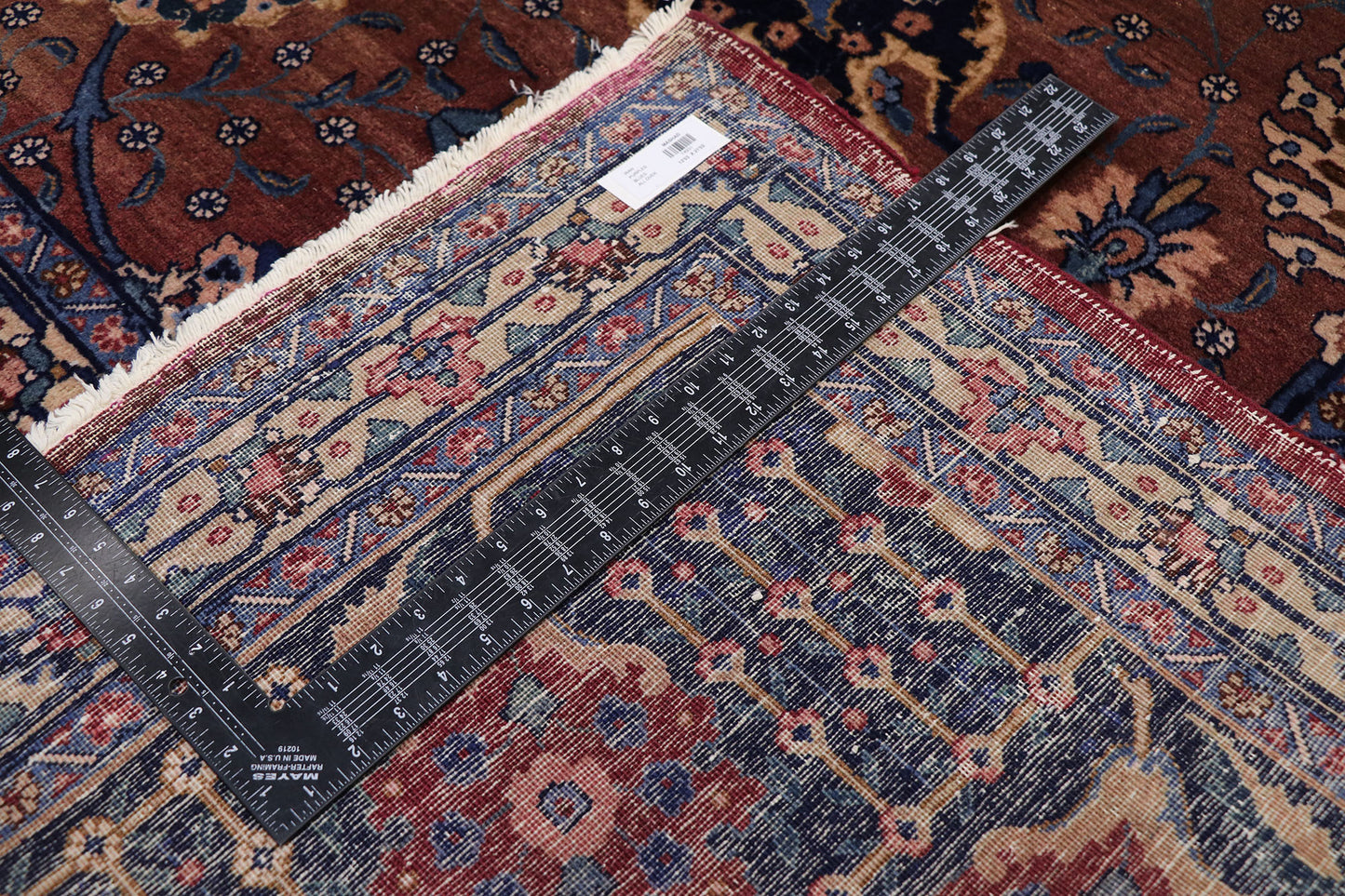 13 x 21 - Burgundy Antique Indian Agra Rug - 74931