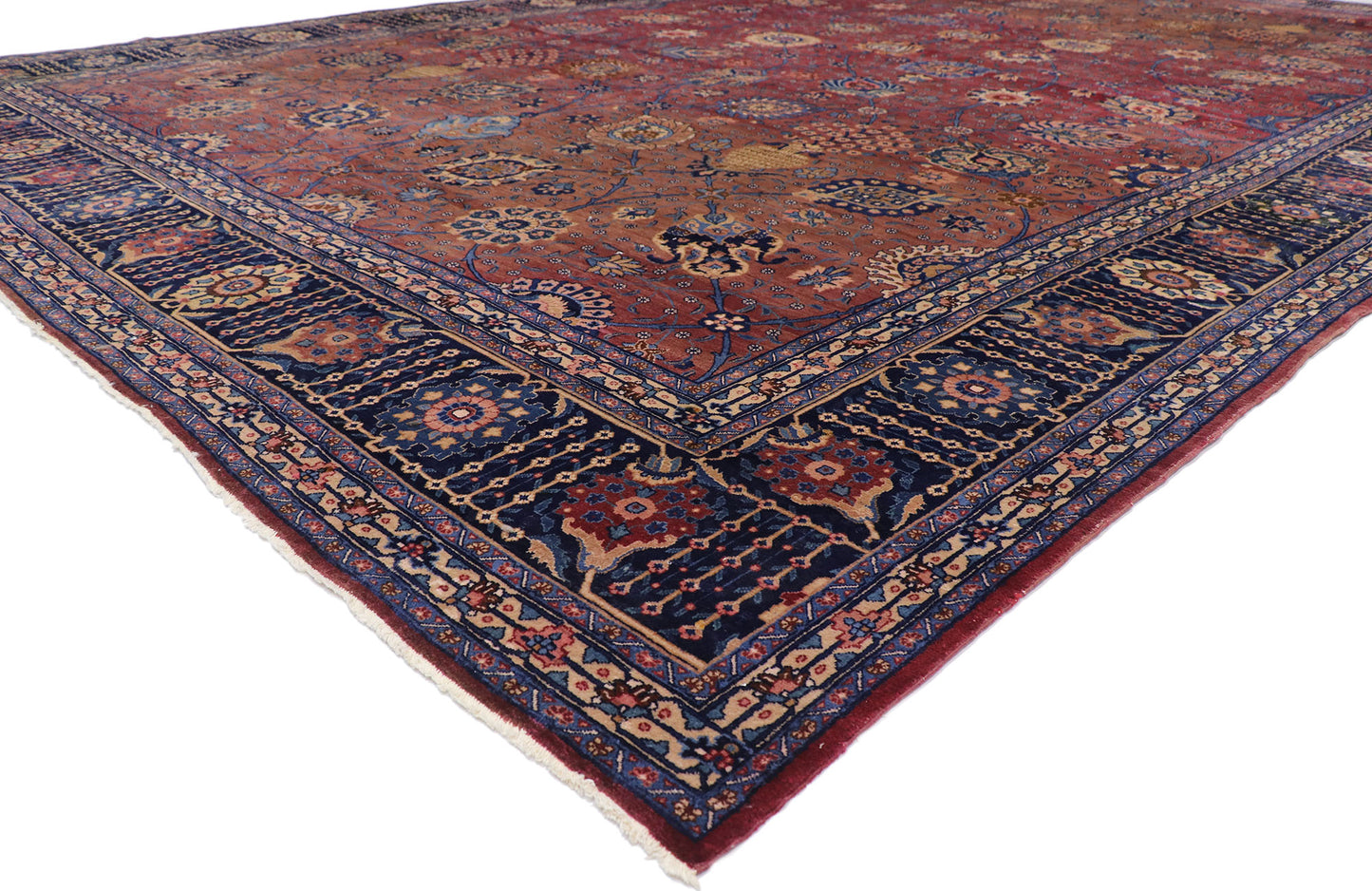 13 x 21 - Burgundy Antique Indian Agra Rug - 74931