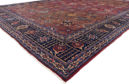 13 x 21 - Burgundy Antique Indian Agra Rug - 74931