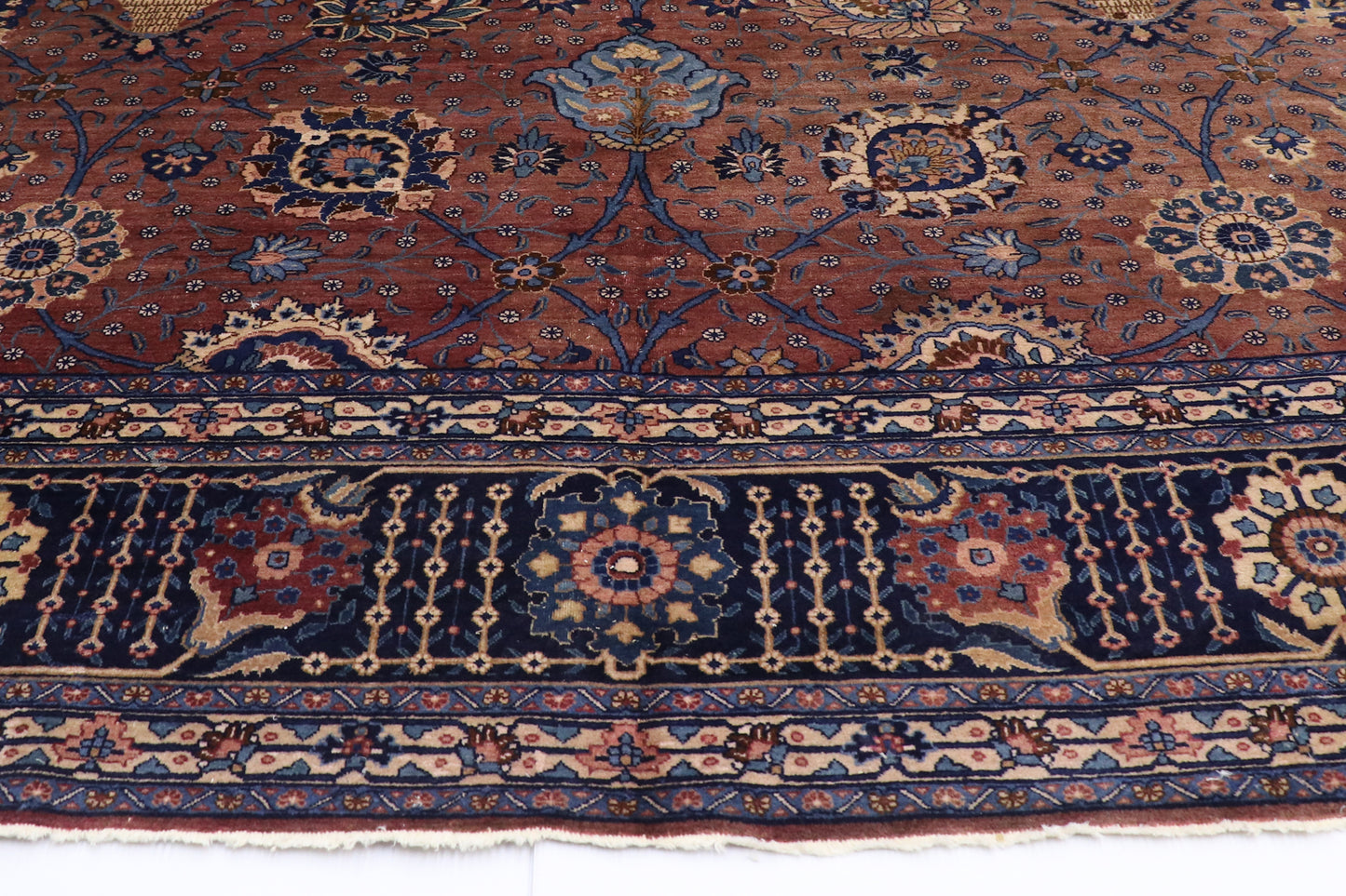 13 x 21 - Burgundy Antique Indian Agra Rug - 74931