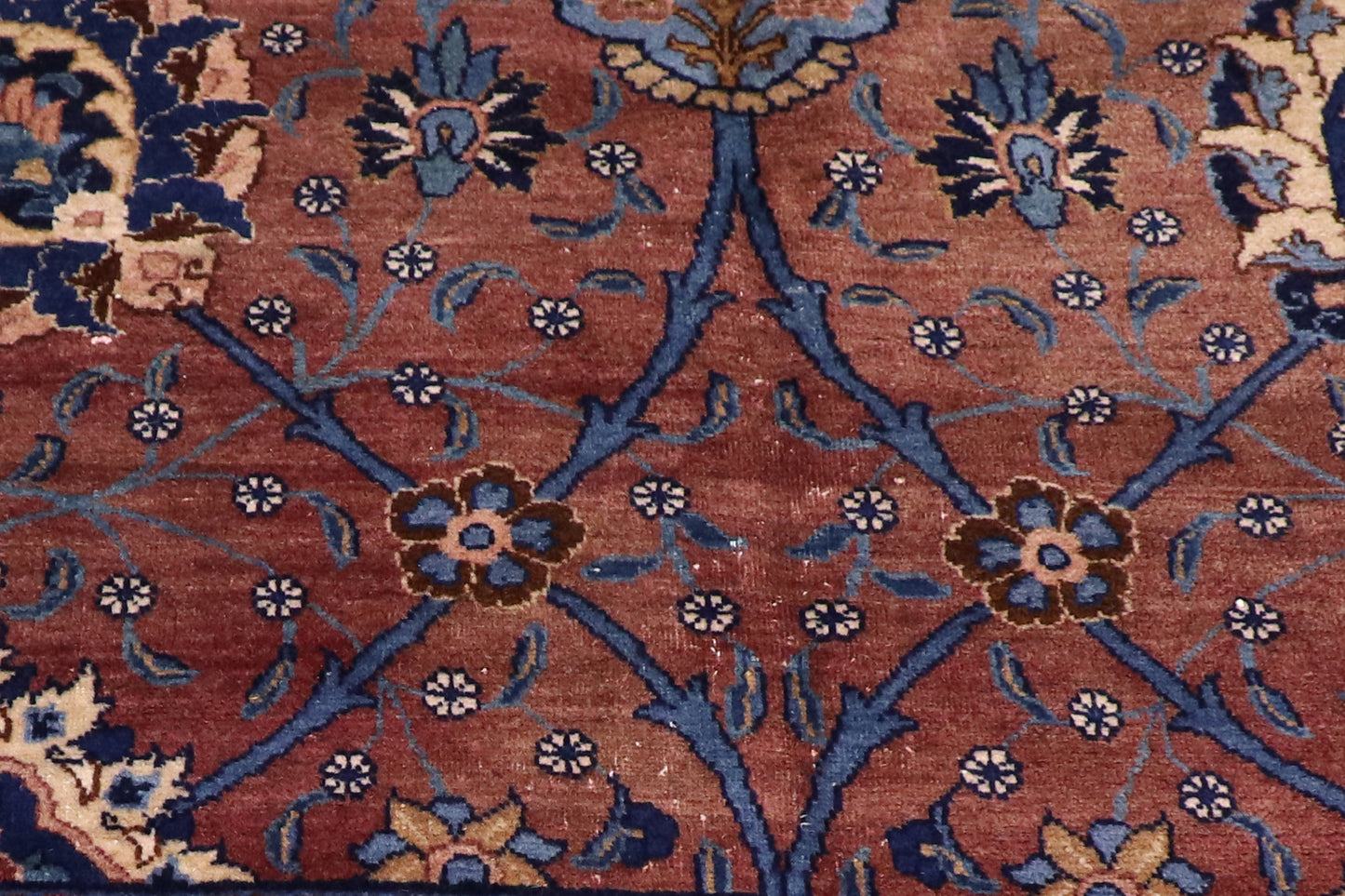 13 x 21 - Burgundy Antique Indian Agra Rug - 74931