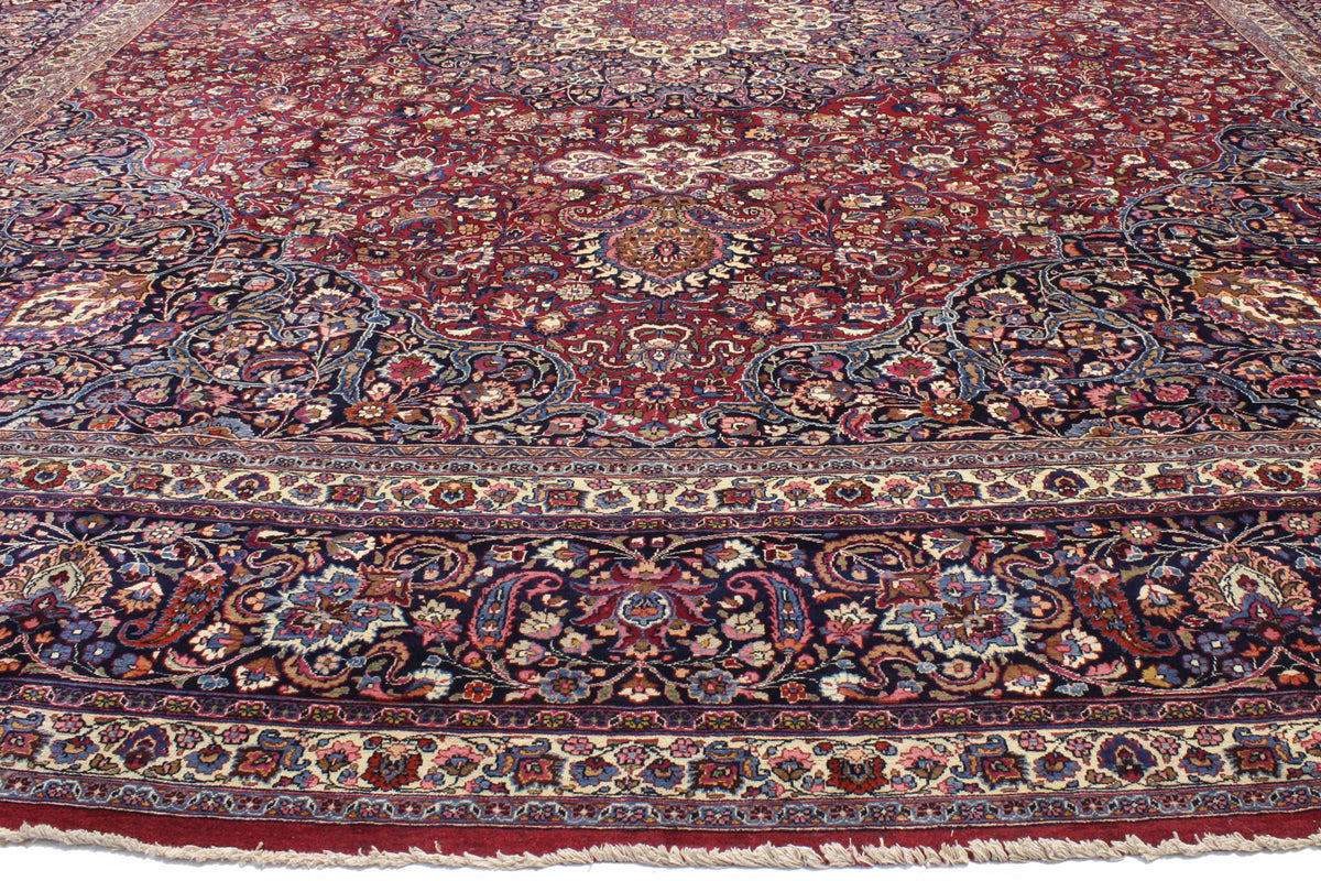 16 x 19 - Burgundy Antique Persian Mashhad Rug - 74986