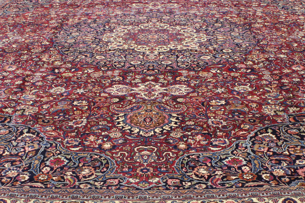 16 x 19 - Burgundy Antique Persian Mashhad Rug - 74986