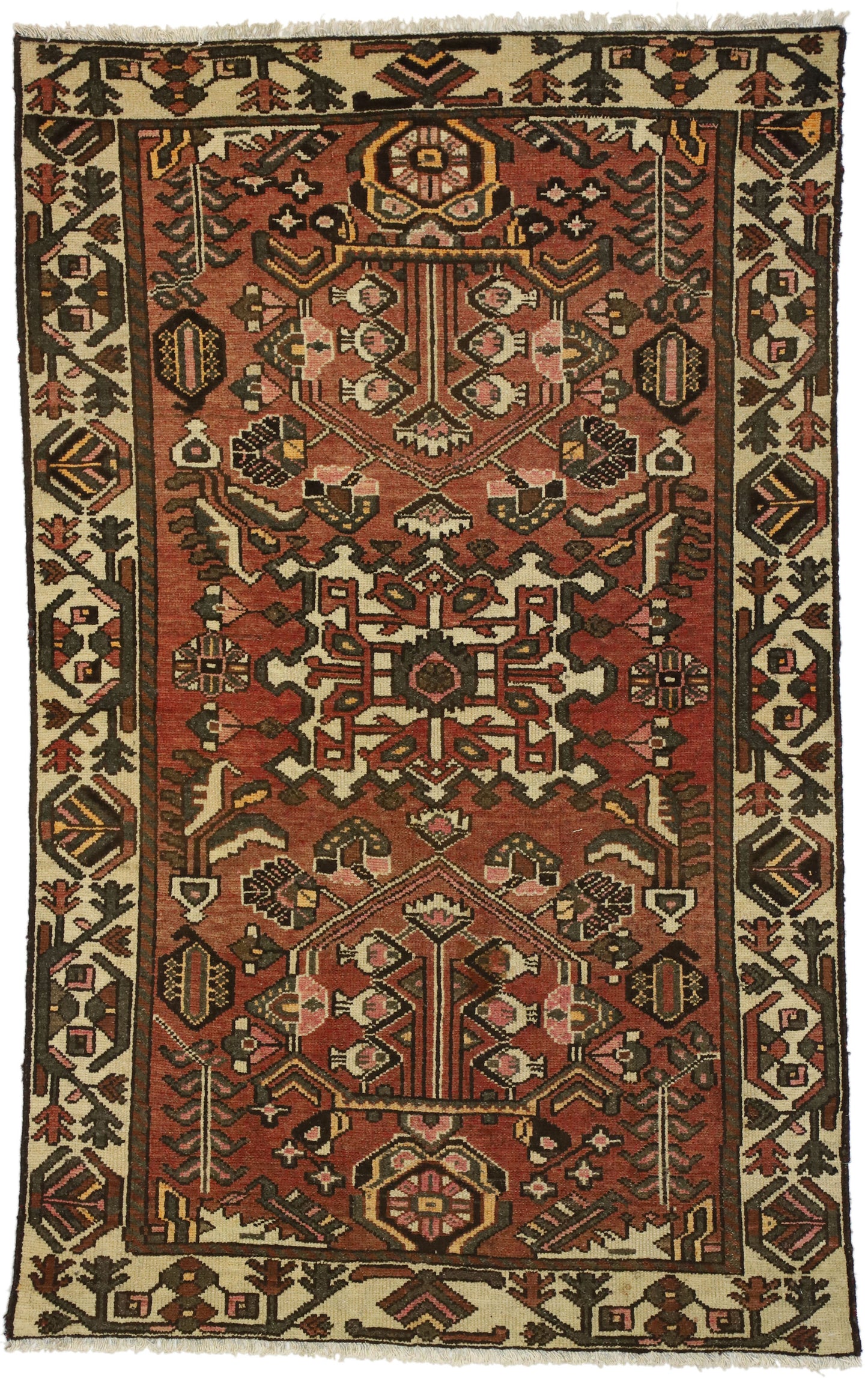 4 x 7 - Rust Antique Persian Bakhtiari Rug - 75278