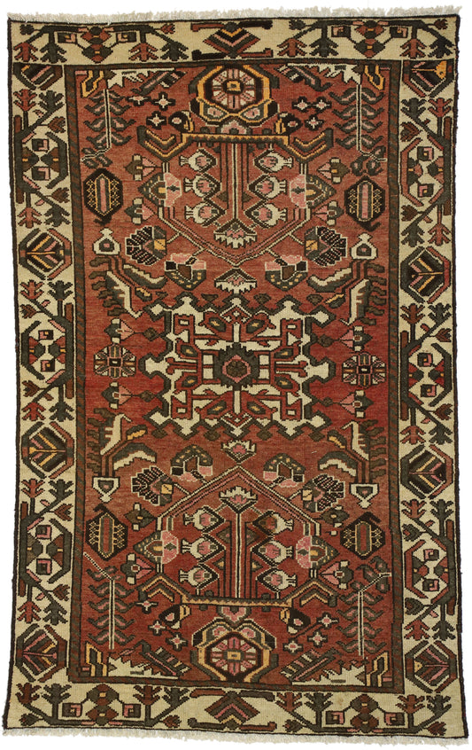 4 x 7 - Rust Antique Persian Bakhtiari Rug - 75278