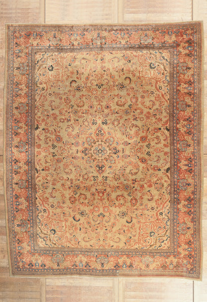 11 x 14 - Beige Antique Persian Mahal Rug - 75324