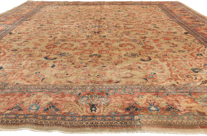 11 x 14 - Beige Antique Persian Mahal Rug - 75324