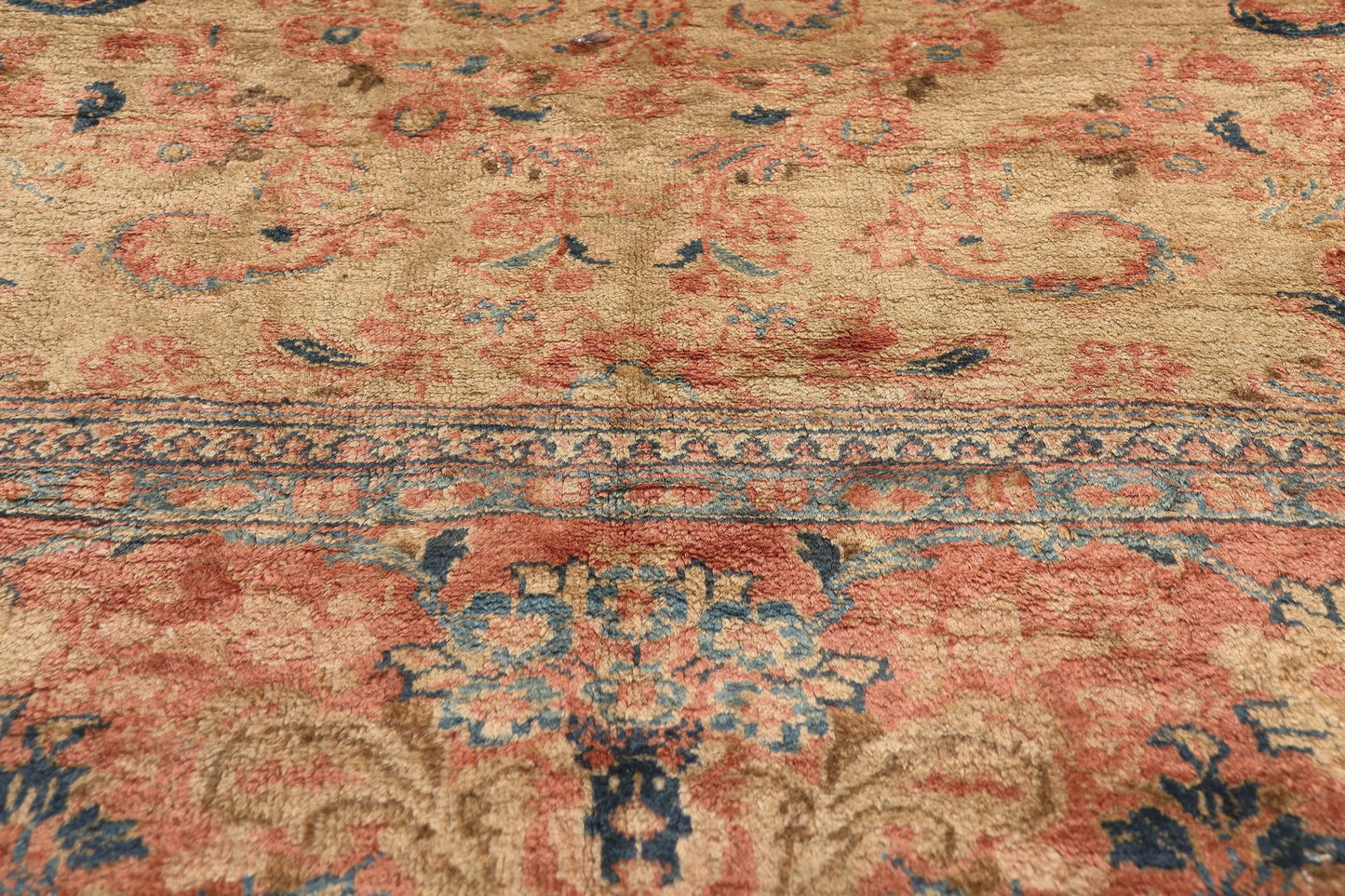 11 x 14 - Beige Antique Persian Mahal Rug - 75324