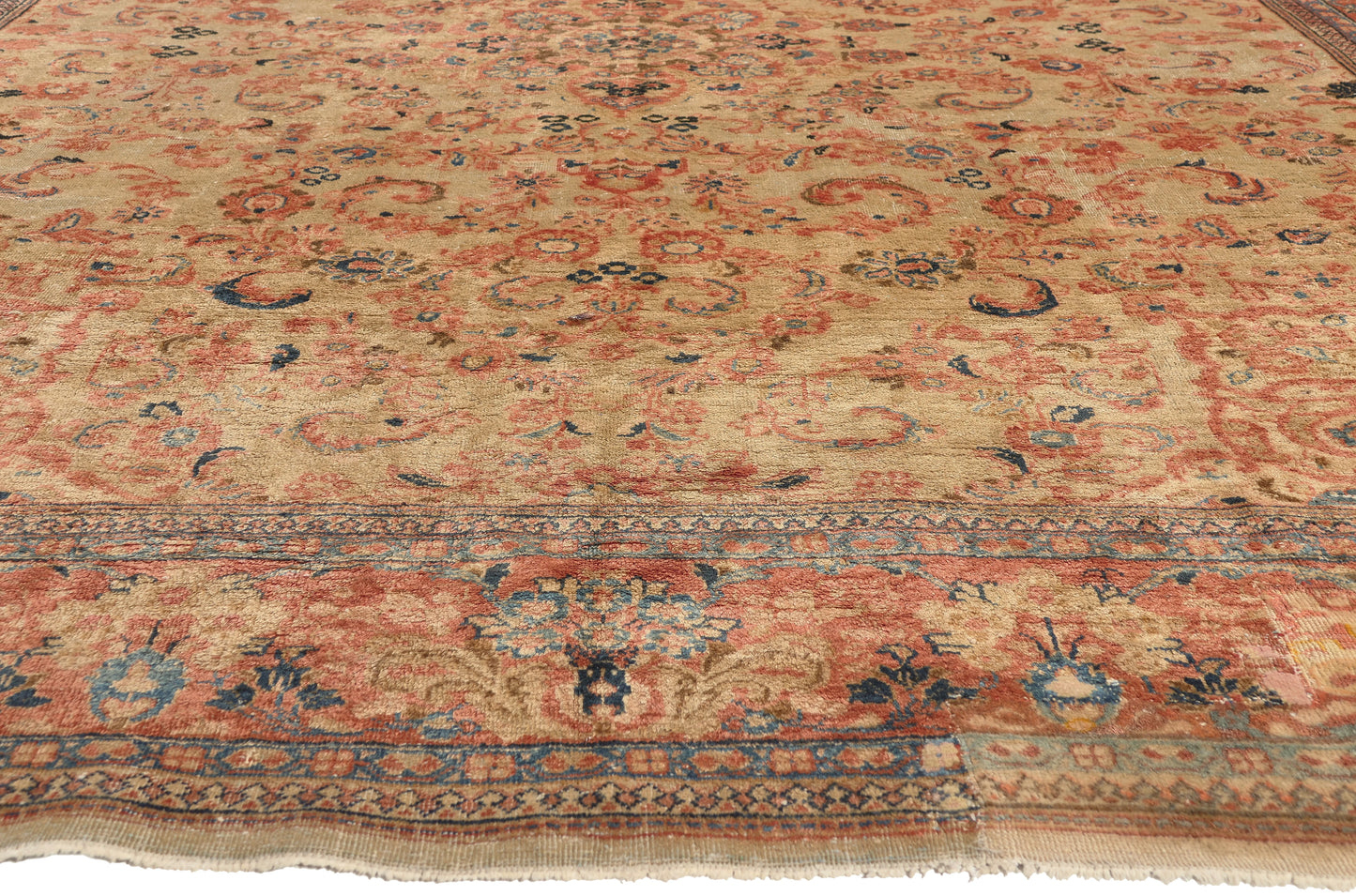 11 x 14 - Beige Antique Persian Mahal Rug - 75324