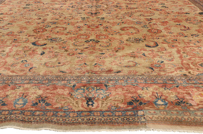 11 x 14 - Beige Antique Persian Mahal Rug - 75324