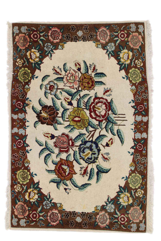 2 x 3 Vintage Persian Tabriz Rug 75654