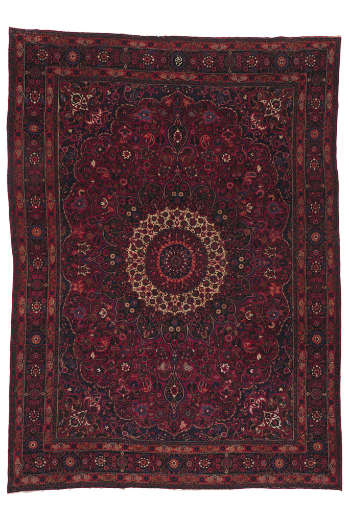 10 x 14 - Burgundy Antique Persian Mashhad Rug - 75668