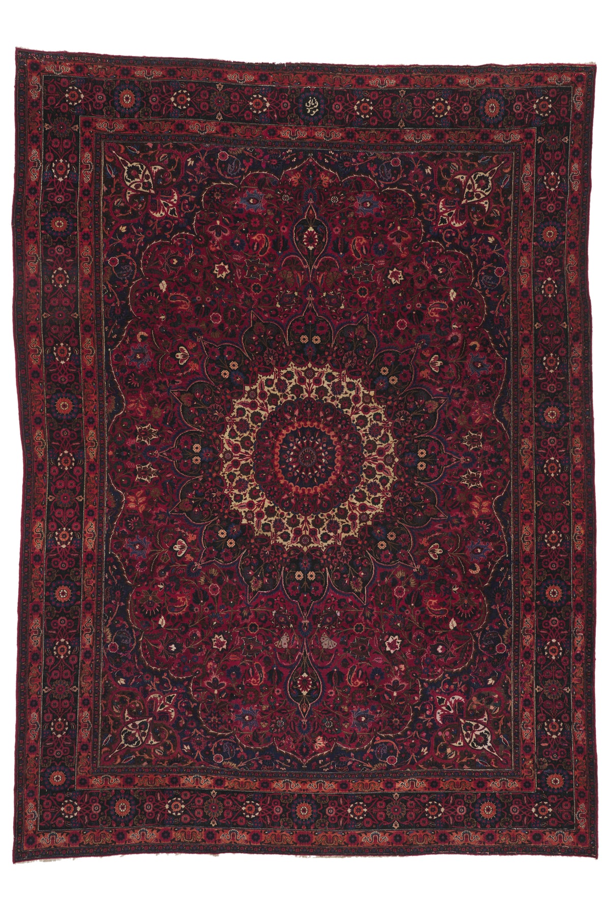 10 x 14 - Burgundy Antique Persian Mashhad Rug - 75668