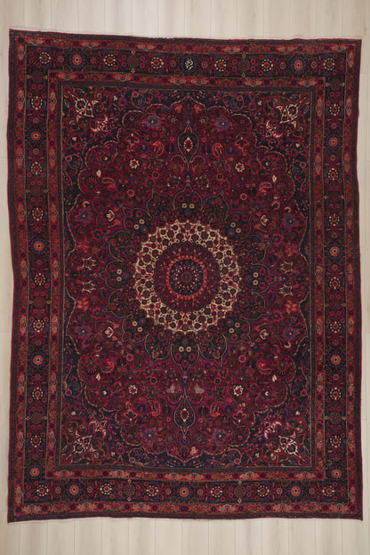 10 x 14 - Burgundy Antique Persian Mashhad Rug - 75668