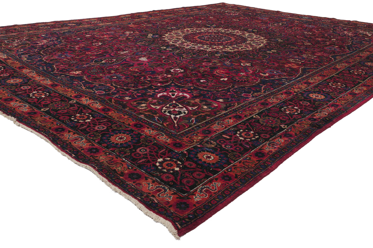 10 x 14 - Burgundy Antique Persian Mashhad Rug - 75668