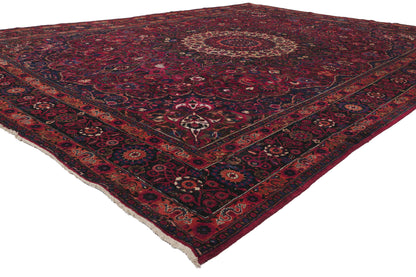 10 x 14 - Burgundy Antique Persian Mashhad Rug - 75668