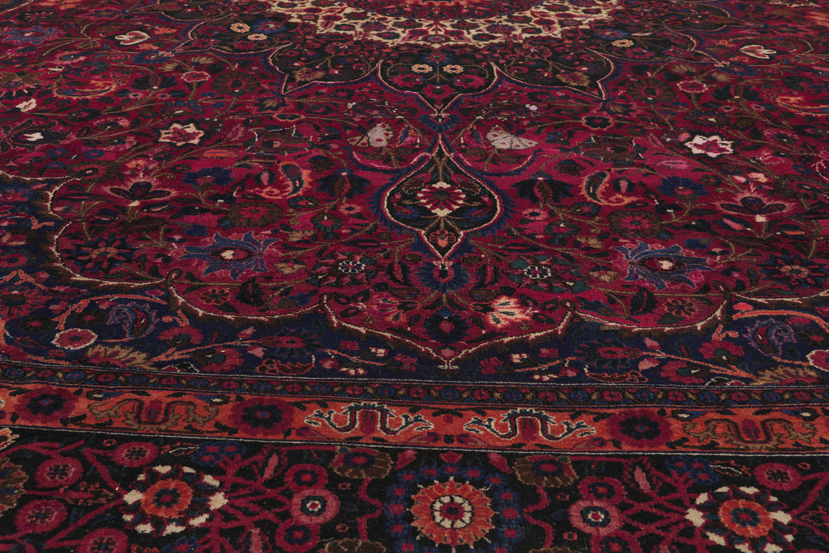 10 x 14 - Burgundy Antique Persian Mashhad Rug - 75668