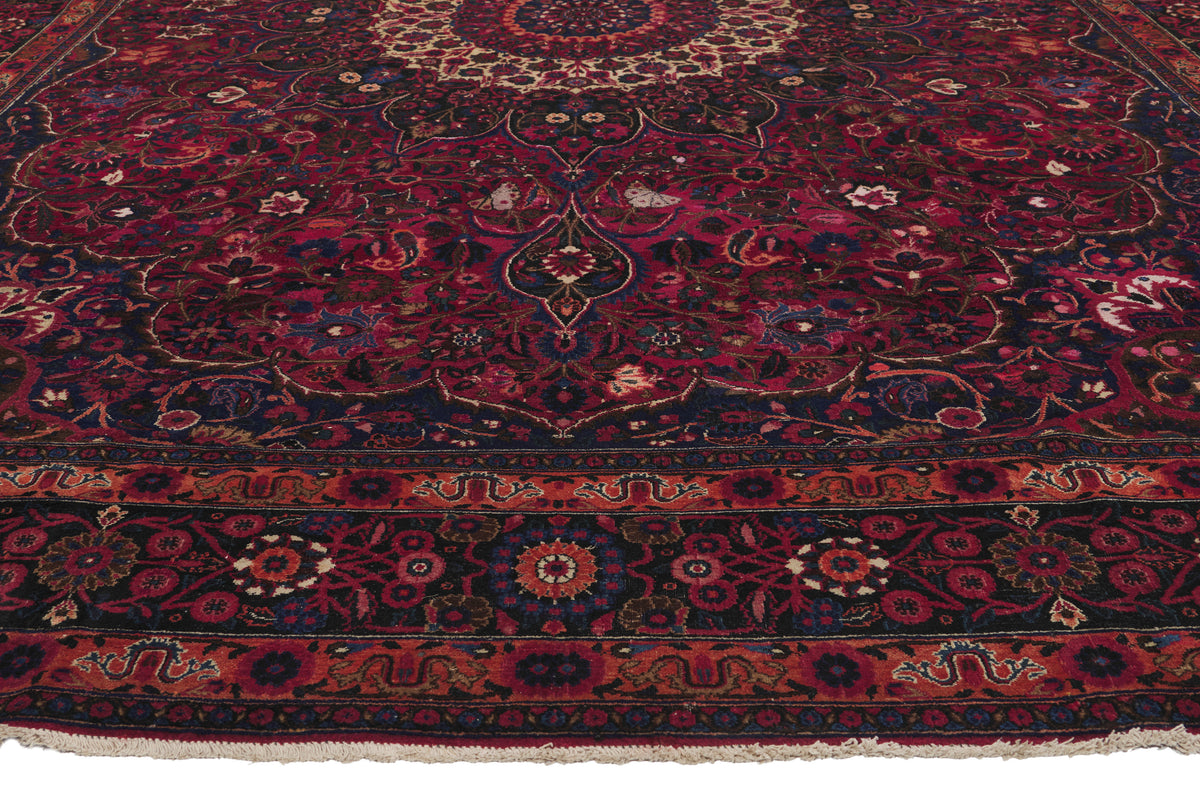 10 x 14 - Burgundy Antique Persian Mashhad Rug - 75668