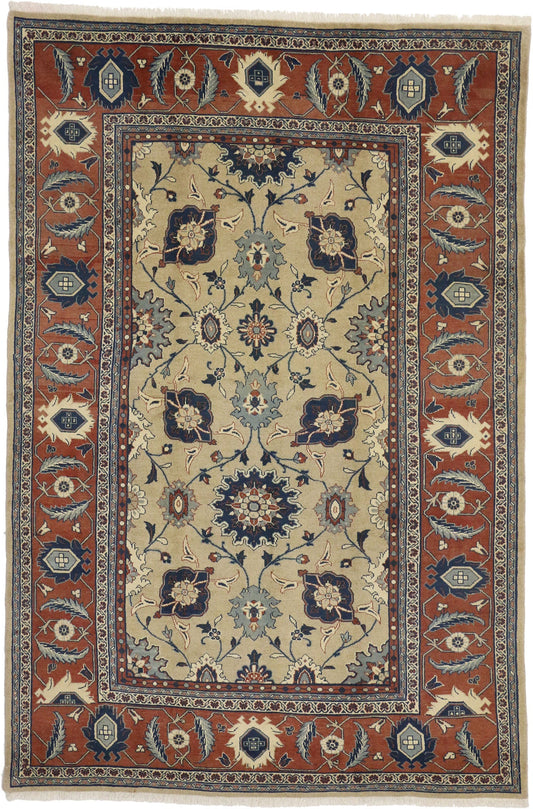 7 x 10 - Brown Vintage Persian Mahal Rug - 75849