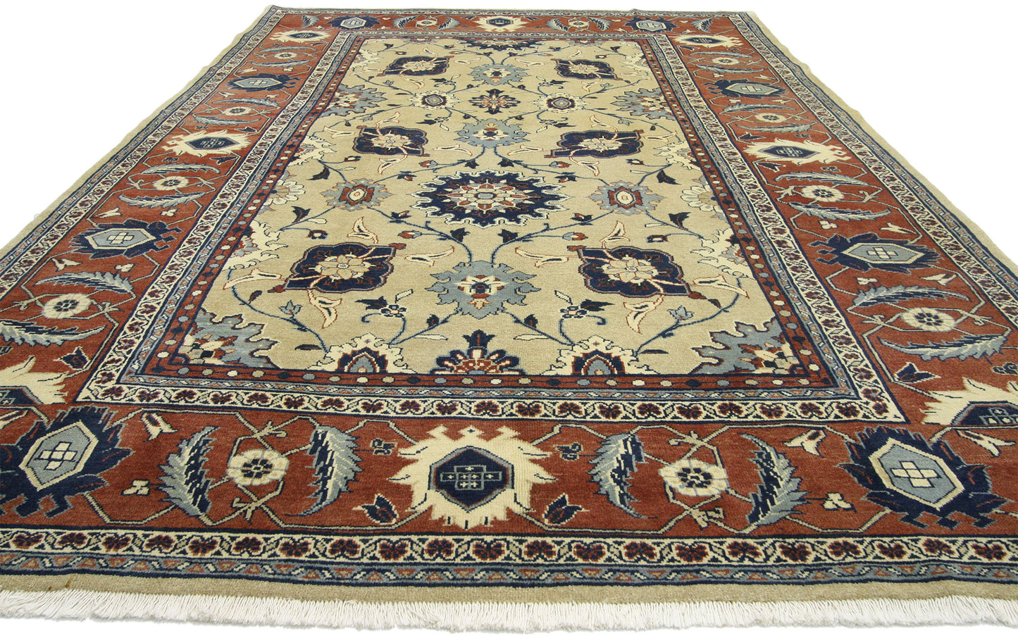 7 x 10 - Brown Vintage Persian Mahal Rug - 75849
