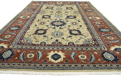 7 x 10 - Brown Vintage Persian Mahal Rug - 75849
