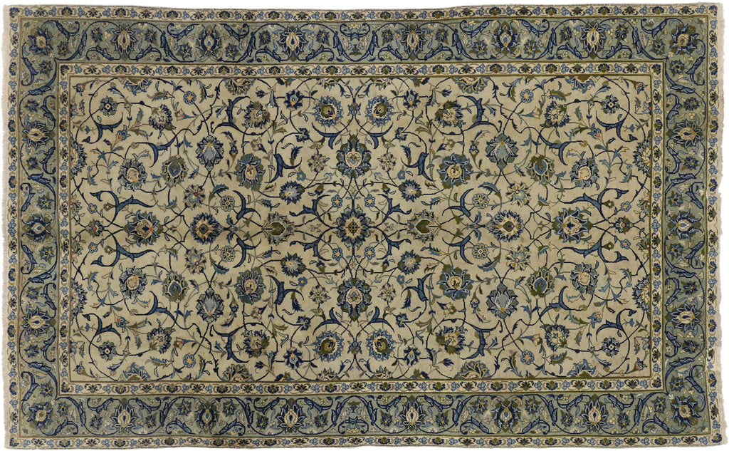 6 x 10 - Ivory Vintage Persian Yazd Rug - 75877