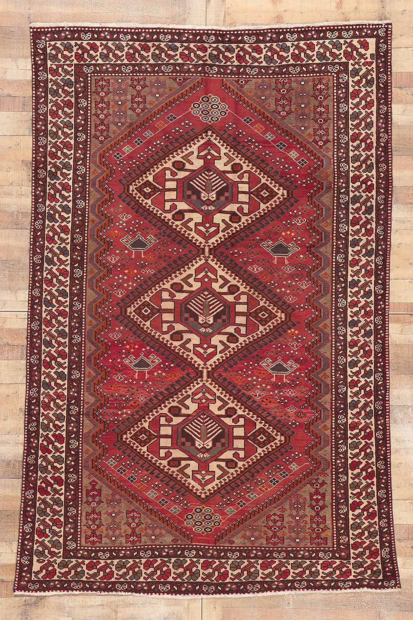 6 x 10 - Red Vintage Persian Hamadan Rug - 75879