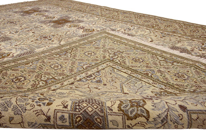 7 x 10 - Beige Vintage Persian Tabriz Rug - 75964