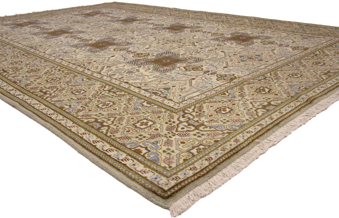 7 x 10 - Beige Vintage Persian Tabriz Rug - 75964