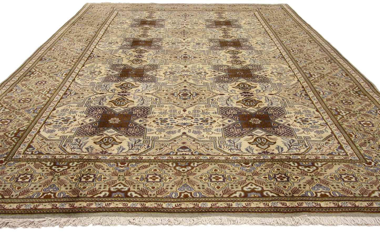 7 x 10 - Beige Vintage Persian Tabriz Rug - 75964