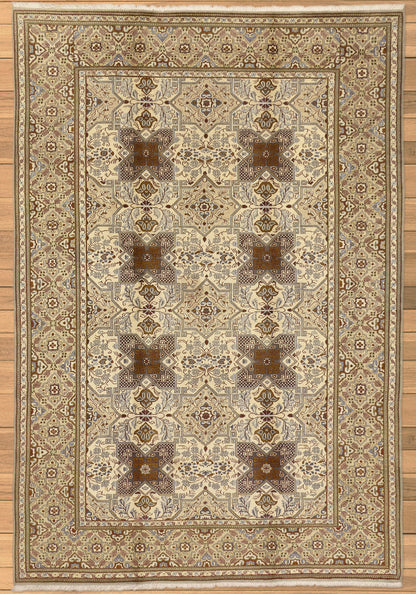 7 x 10 - Beige Vintage Persian Tabriz Rug - 75964