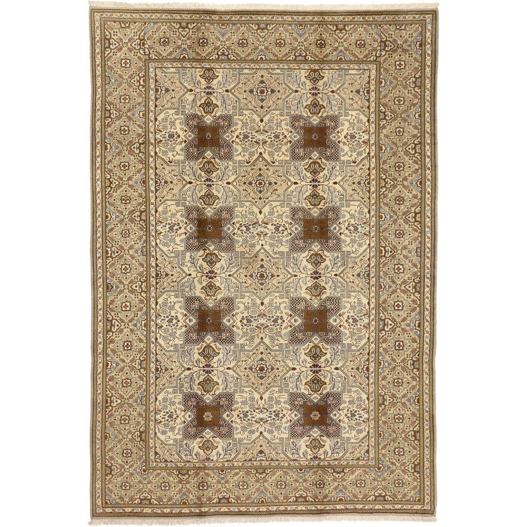 7 x 10 - Beige Vintage Persian Tabriz Rug - 75964
