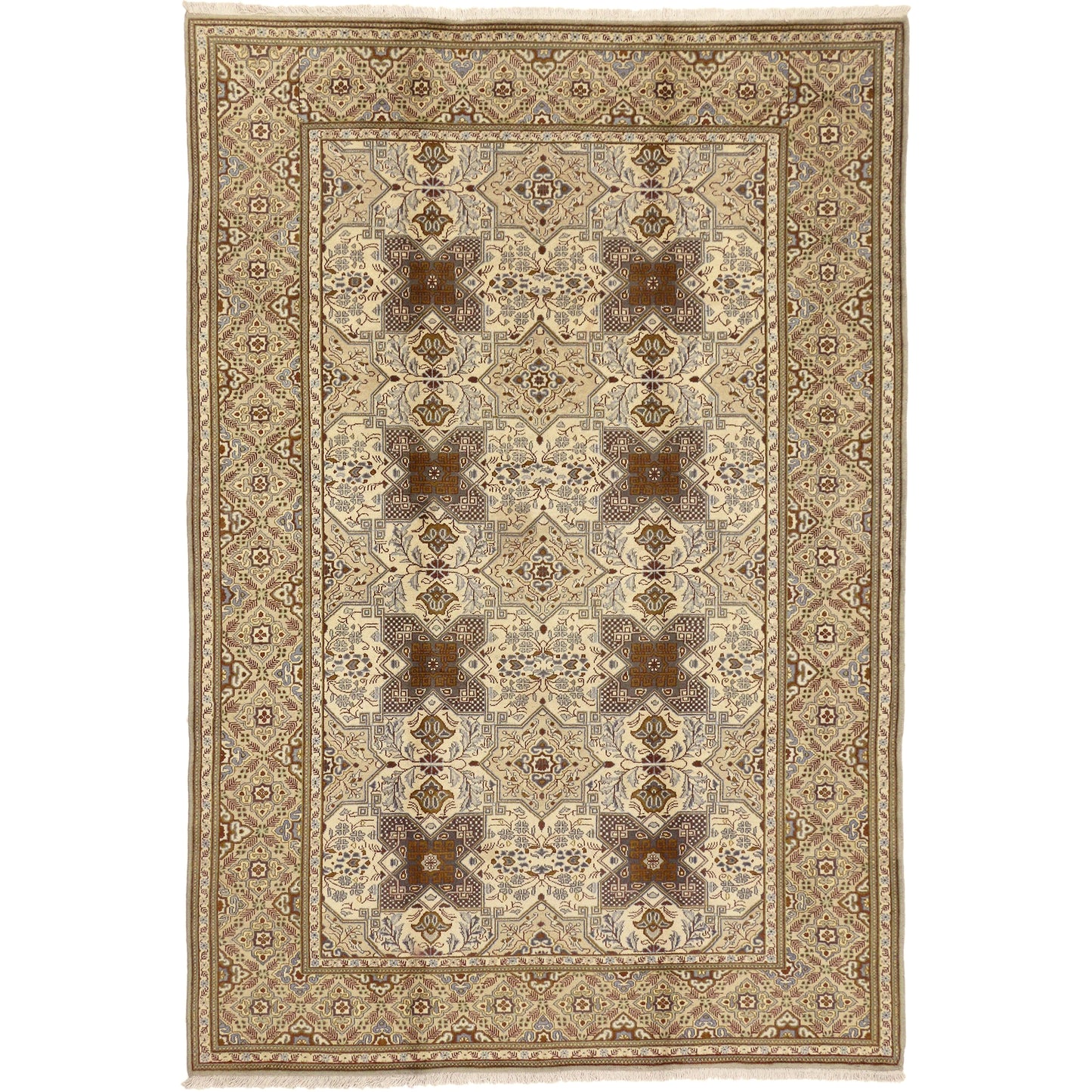 7 x 10 - Beige Vintage Persian Tabriz Rug - 75964