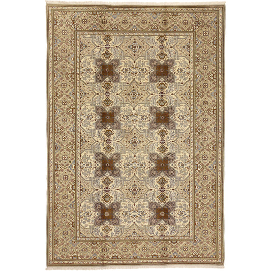 7 x 10 - Beige Vintage Persian Tabriz Rug - 75964