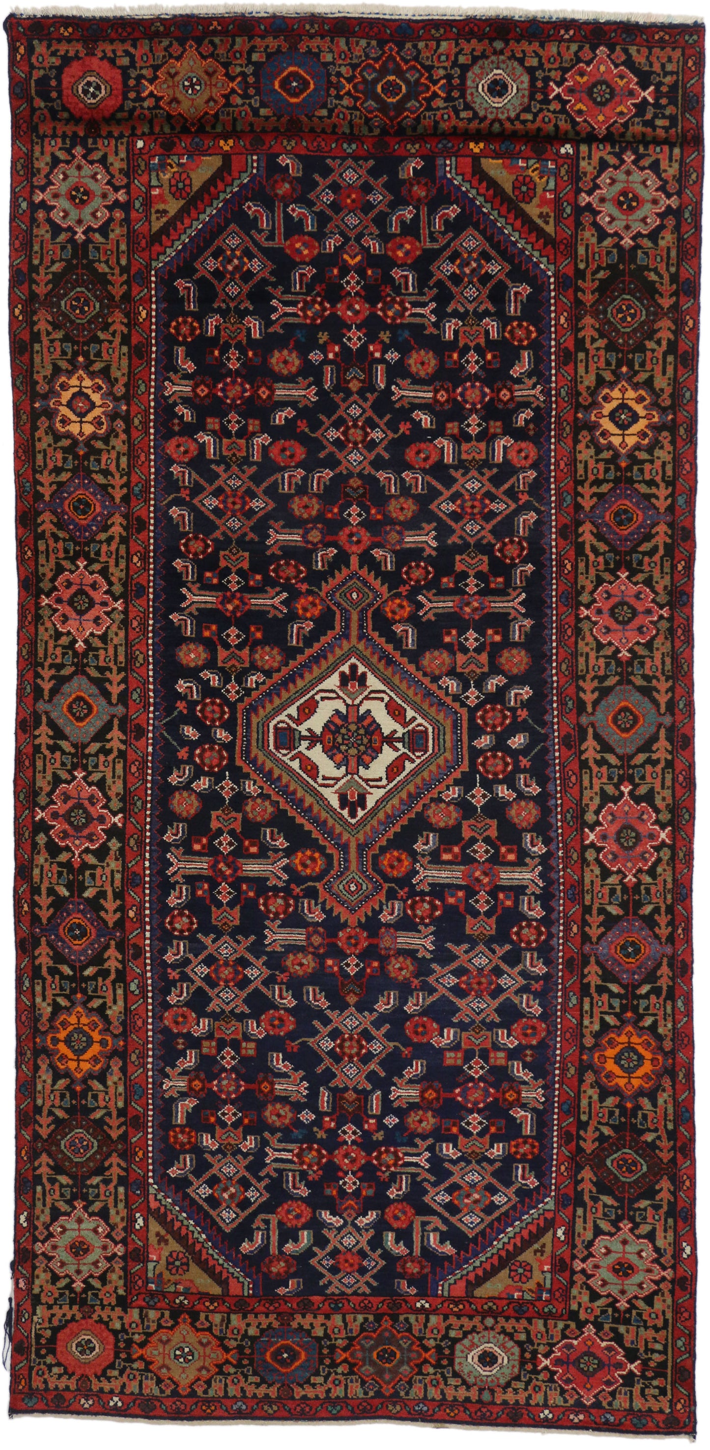 5 x 10 - Red Vintage Persian Hamadan Rug - 76023