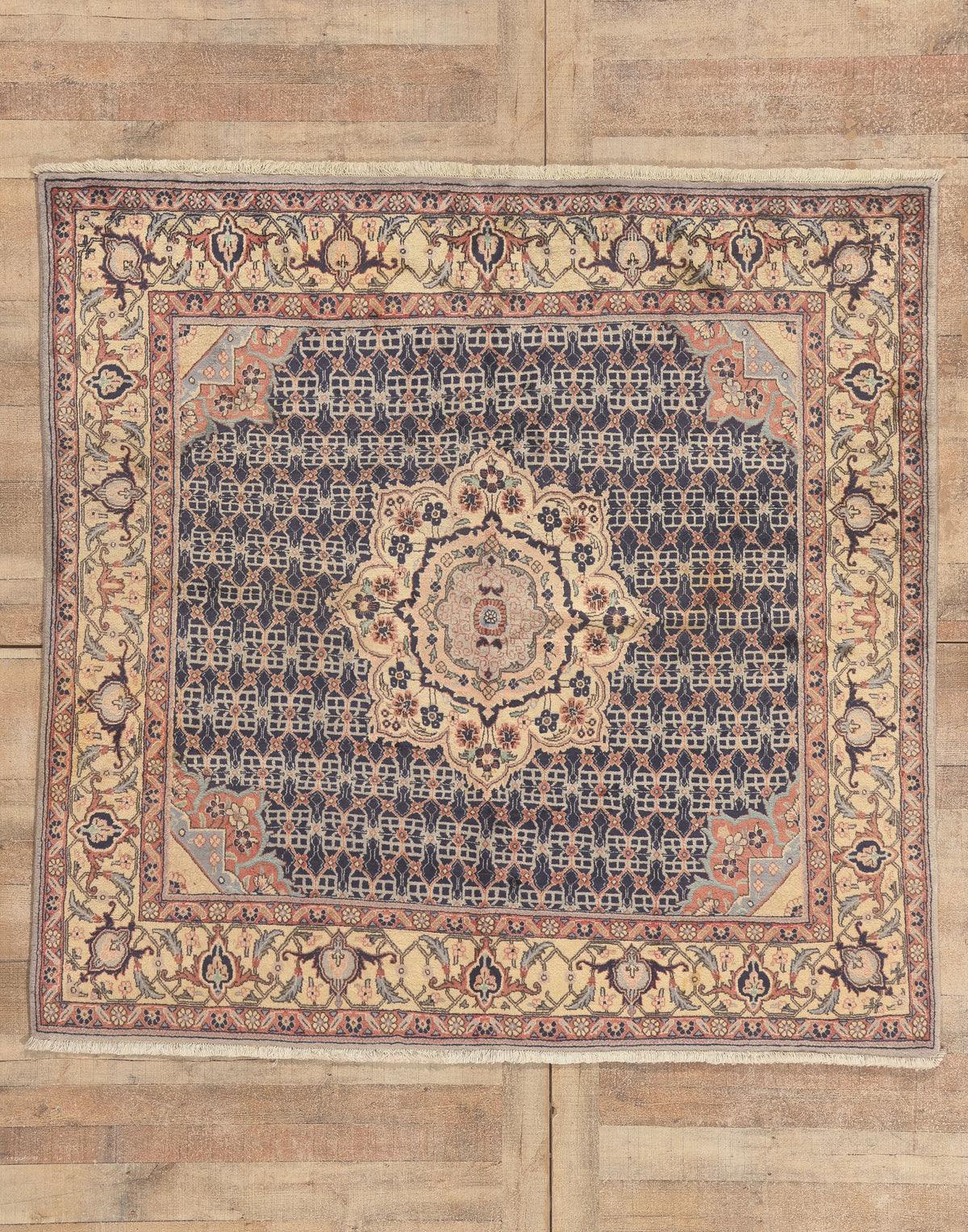 6 x 6 - Navy Blue Vintage Persian Bijar Rug - 76053