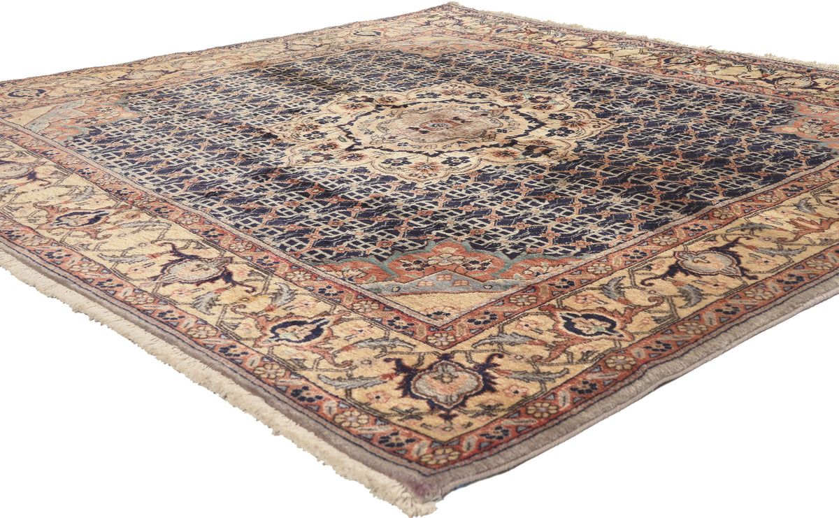 6 x 6 - Navy Blue Vintage Persian Bijar Rug - 76053