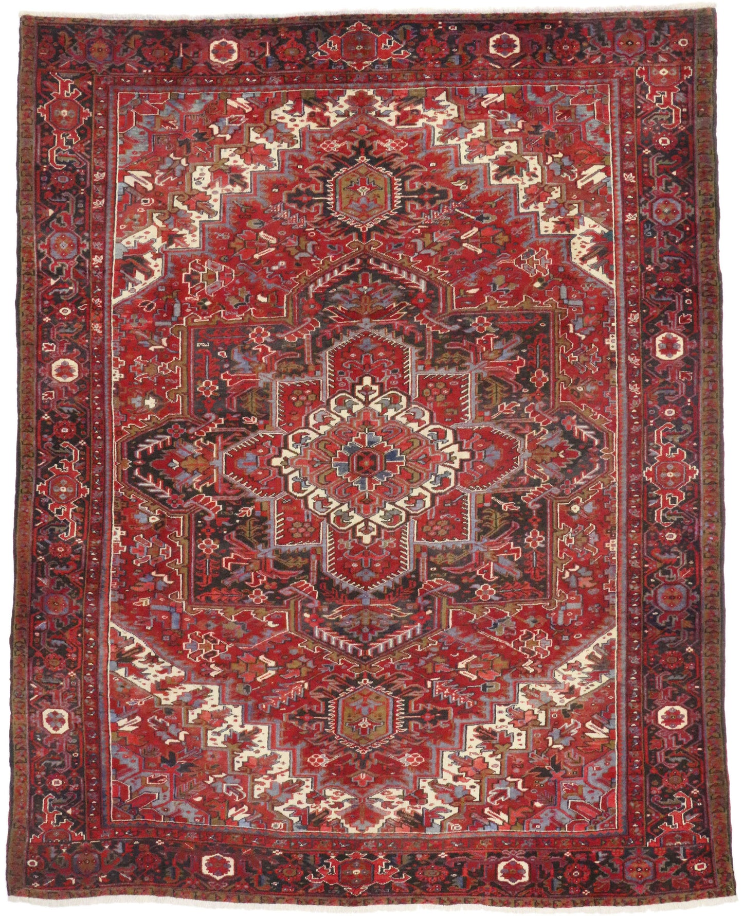 10 x 13 - Red Vintage Persian Heriz Rug - 76194