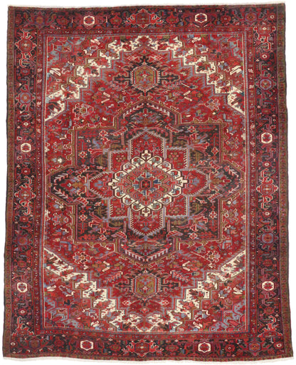 10 x 13 - Red Vintage Persian Heriz Rug - 76194