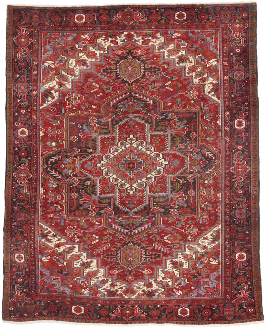 10 x 13 - Red Vintage Persian Heriz Rug - 76194