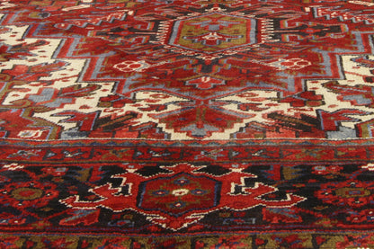 10 x 13 - Red Vintage Persian Heriz Rug - 76194