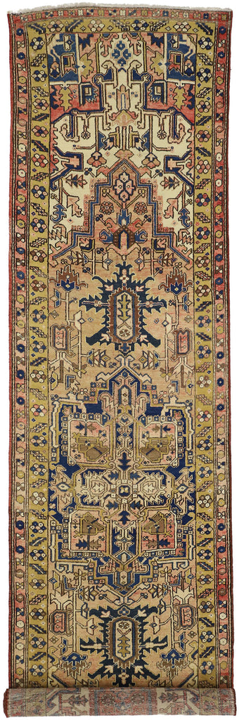 4 x 14 - Beige Vintage Persian Heriz Rug - 76406