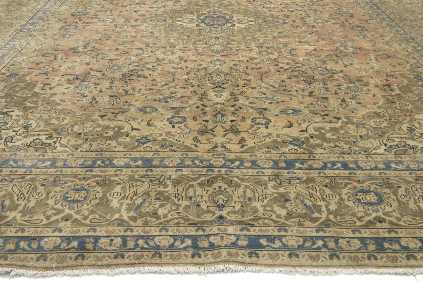 10 x 13 - Brown Vintage Persian Kashan Rug - 76436