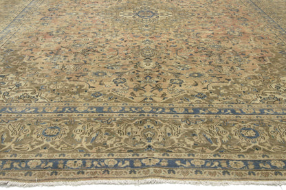 10 x 13 - Brown Vintage Persian Kashan Rug - 76436