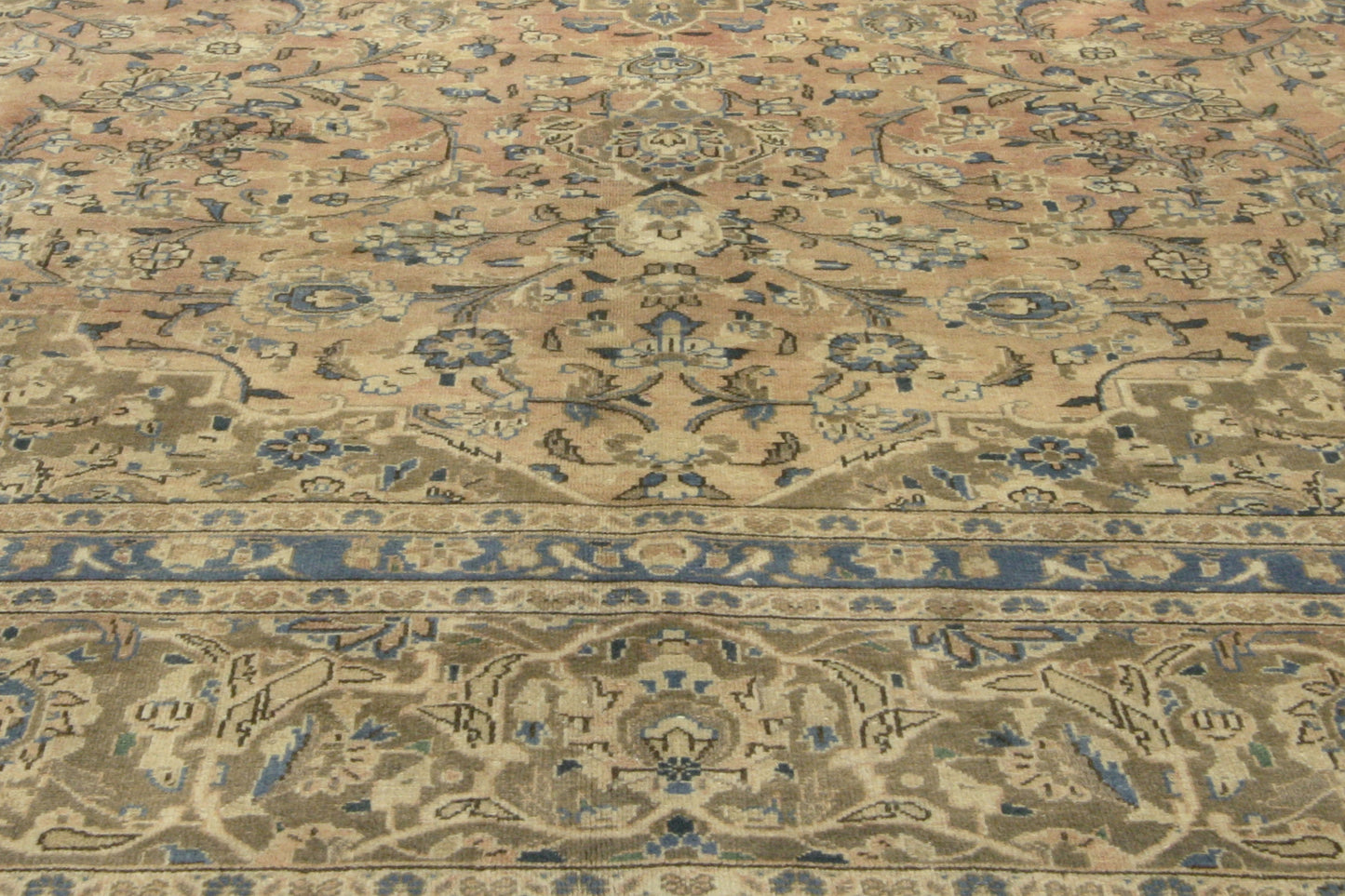10 x 13 - Brown Vintage Persian Kashan Rug - 76436