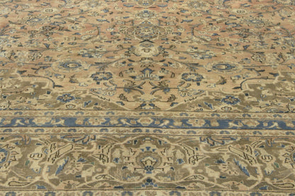 10 x 13 - Brown Vintage Persian Kashan Rug - 76436