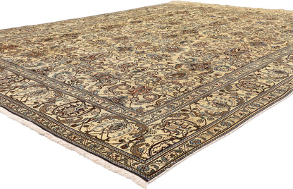10 x 13 - Brown Vintage Persian Tabriz Rug - 76473
