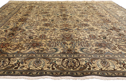 10 x 13 - Brown Vintage Persian Tabriz Rug - 76473