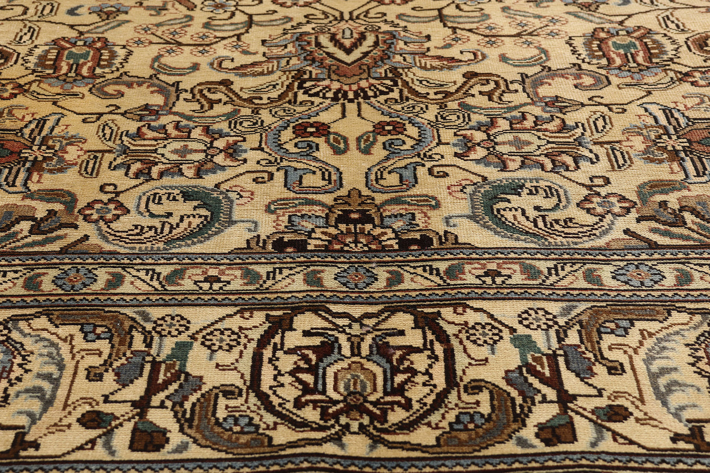 10 x 13 - Brown Vintage Persian Tabriz Rug - 76473